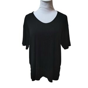 Oak+Fort Black Knit T-Shirt Onesize Casual Womens Oversized Fits S-XL Casual EUC